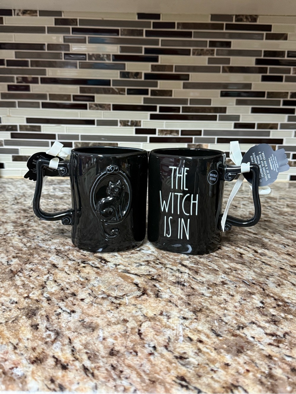Rae Dunn Black 'The Witch Is In' Ceramic Mug Set